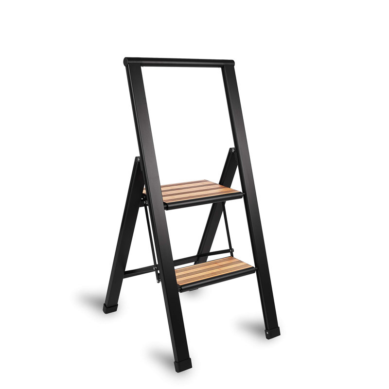 Sorfey Premium 2 Step Modern Bamboo Ladder. Lightweight Ultra Slim Profile Anti Slip Steps Sturdy Portable For Home Office Kitchen Photography Use Silver Aluminum Finish Reviews Wayfair
